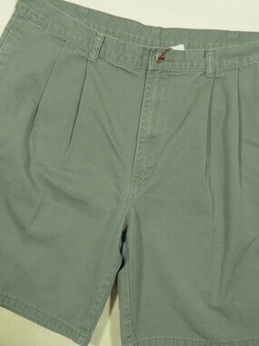 Vintage 90s Duck Head Relaxed Fit Pleated Chino Shorts Mens 40 Green Canvas